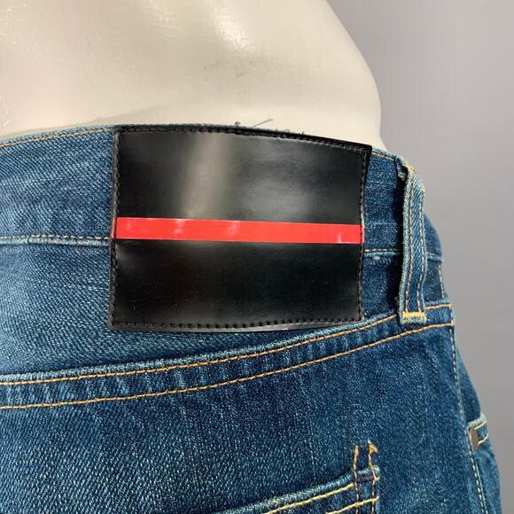 BLVCK SCVLE Size 36 Blue Distressed Button Fly Jeans - Picture 4 of 6